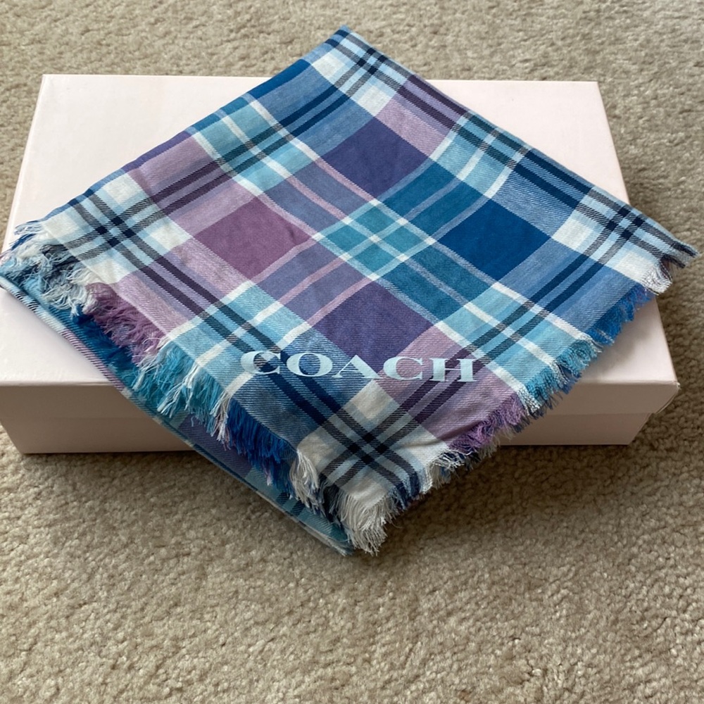 Coach Plaid Scarf - 43in X 45in.